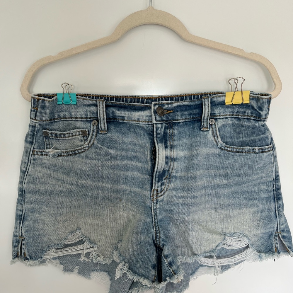 Aerie Light Blue Distressed Denim Shorts